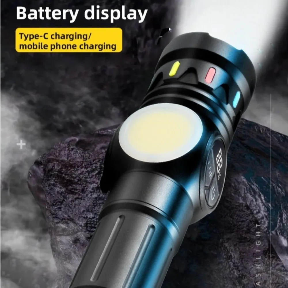 USB Rechargeable LED Flashlight Zoom Spotlight Waterproof Camping Light Searchlight Magnetic attraction Portable Lighting Hiking