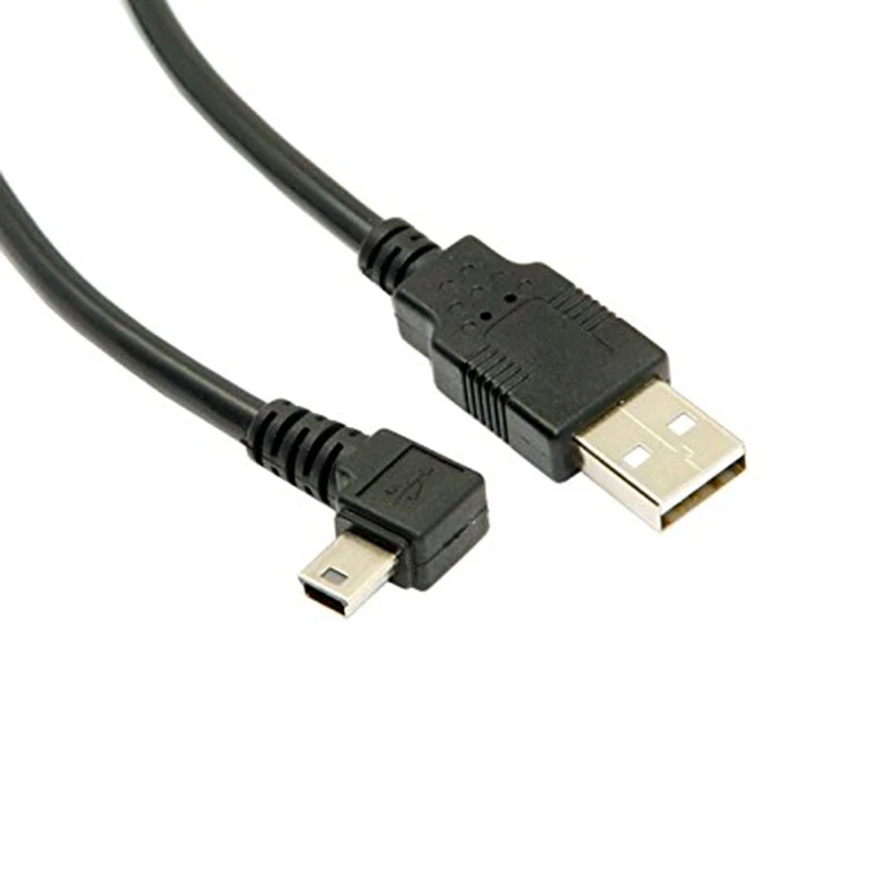 Mini USB B Type 5PIN ตัวผู้ทำมุมขวา90องศาไปยัง USB 2.0สายข้อมูลตัวผู้พร้อม EMI Ferrite Core 5เมตร