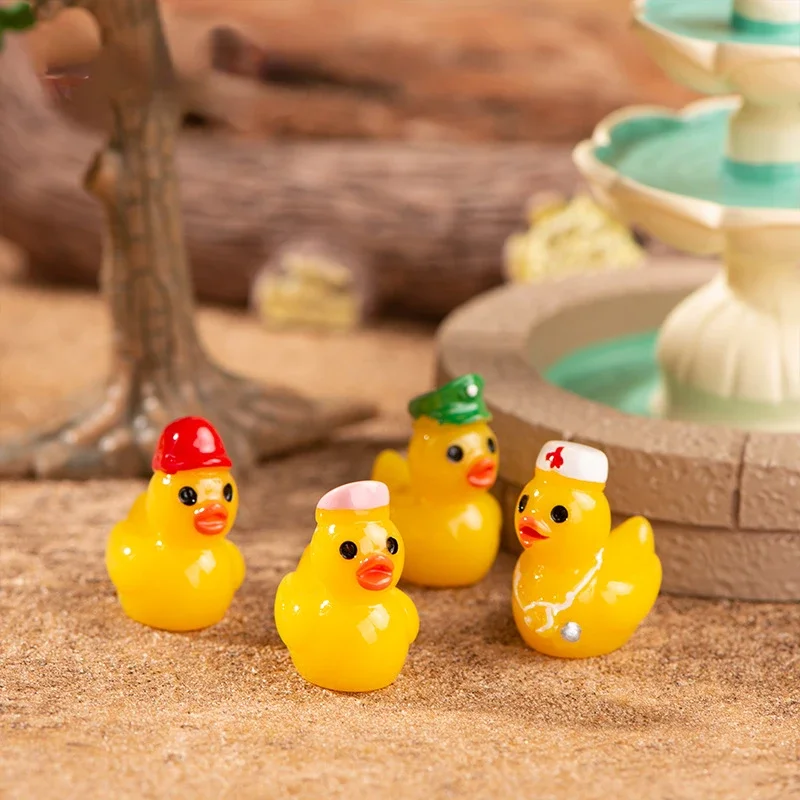 10-50pcs Cute Mini Resin Career Yellow Duck Ornament Miniature Figures Tiny Duck Handicraft Micro Landscape Dollhouse Decoration