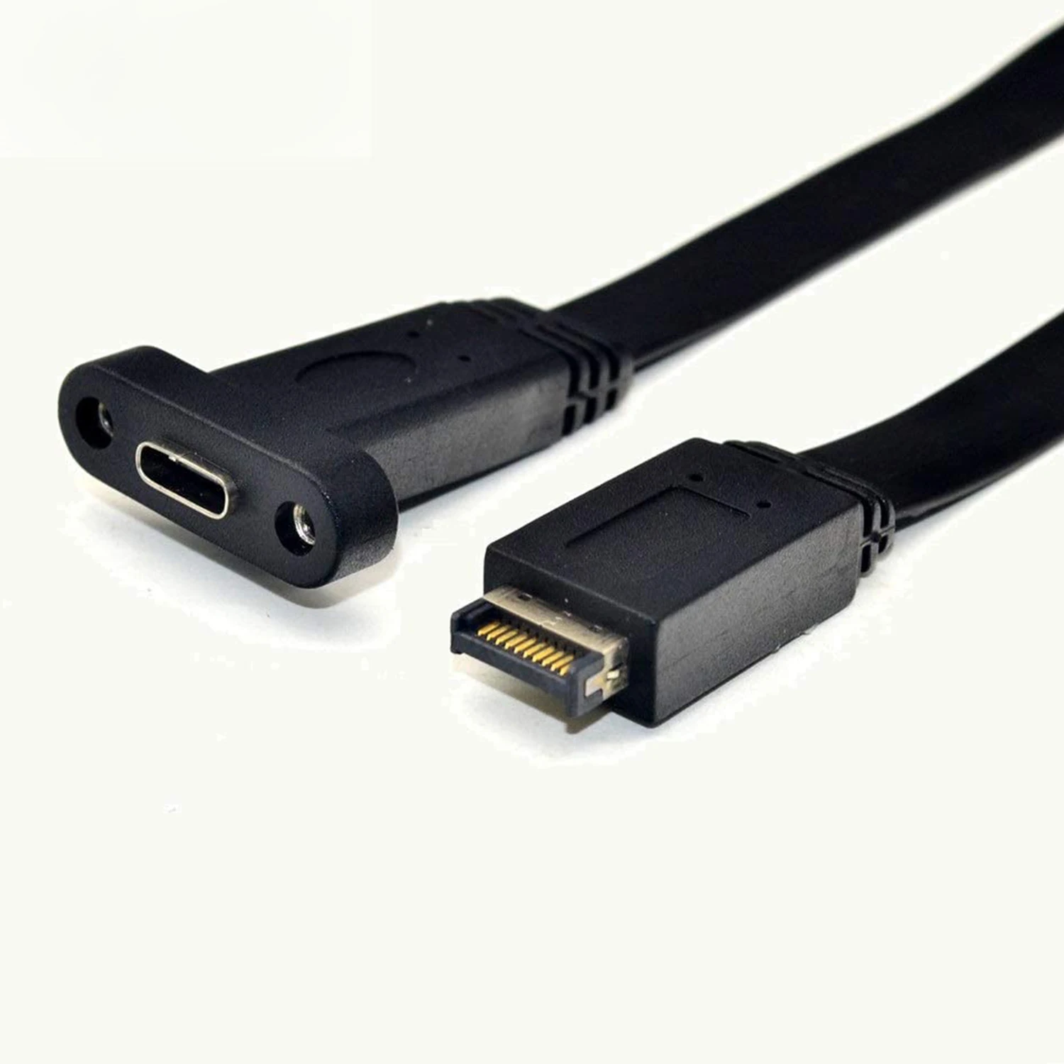 USB 3.1 Type C Front Panel Header Extension Cable,Type E to USB 3.1 Type C Cable,Internal Adapter Cable,with Panel(50cm)