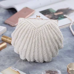 Women Wedding Purse And Handbag Elegant Evening Party Bags Clutches White Shell Pochette Mariage Sac Femal Beaded Clutch Bag Sac