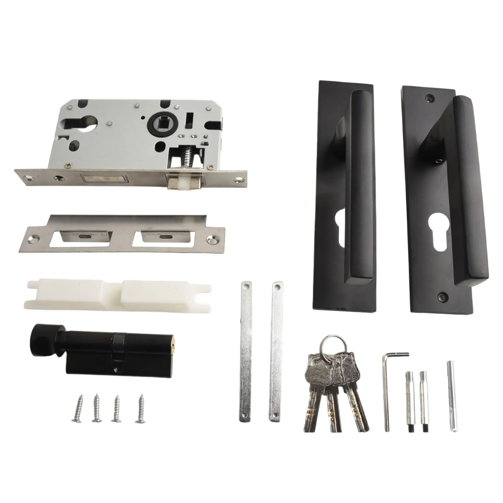 

Elegance Black Door Handle Door Handles Complete Set Enhanced Security Sleek And Stylish Design Space Aluminum Panel