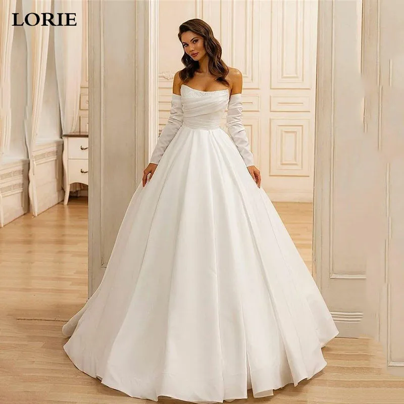 

LORIE Lace Long Sleeve Wedding Dress A Line Princess Bride Dresses Vestidos de novia Satin Wedding Gown 2024 Customize