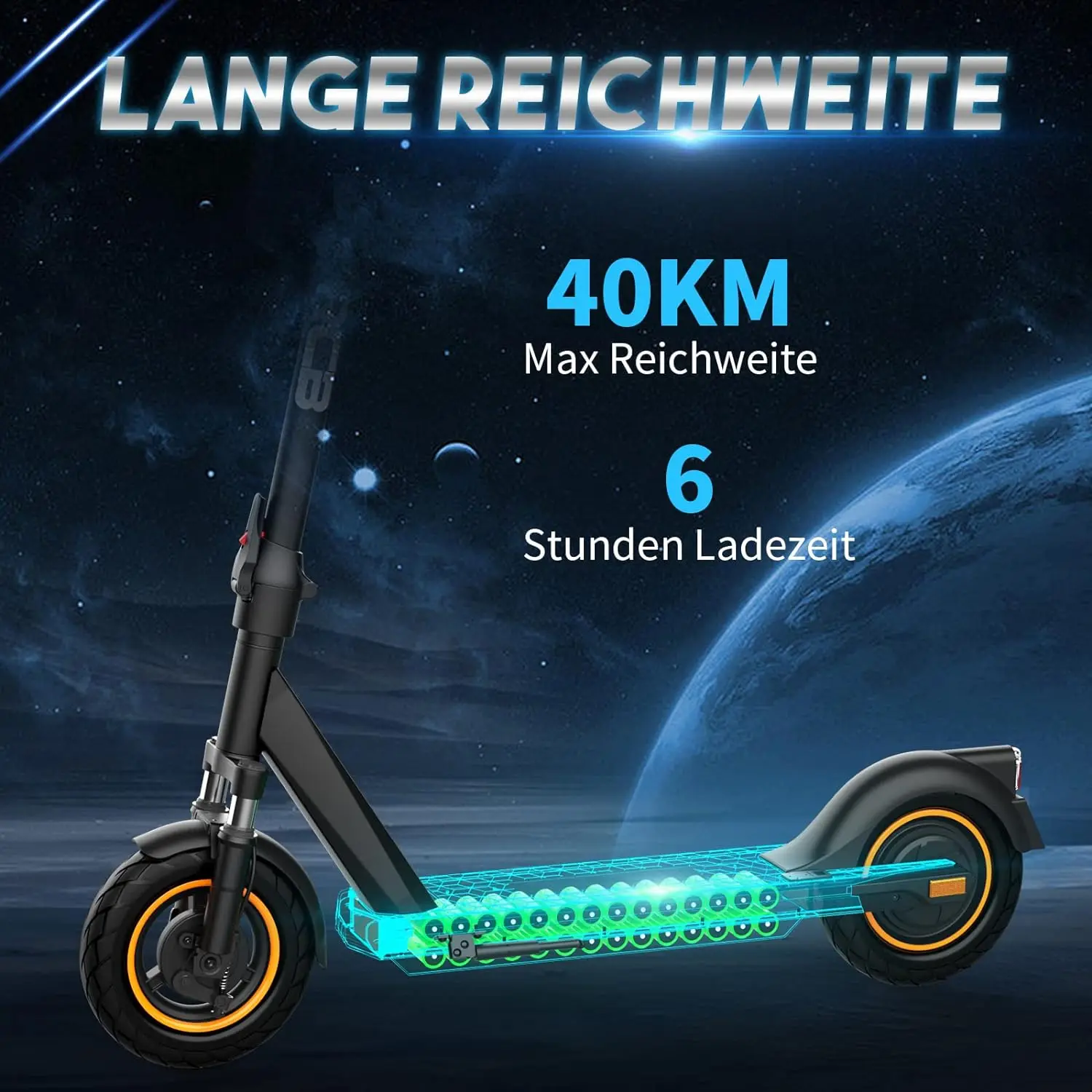 RCB Elektroroller mit Straßenzulassung(ABE), Faltbarer E-Scooter für Erwachsene bis 100KG - 350W Motor, 11.4Ah Batterie, APP