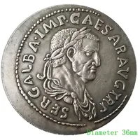 Ancient Roman replica, old coin, Galba Caesar Augustus Emperor commemorative coin, Roman collection, decorative silver coin