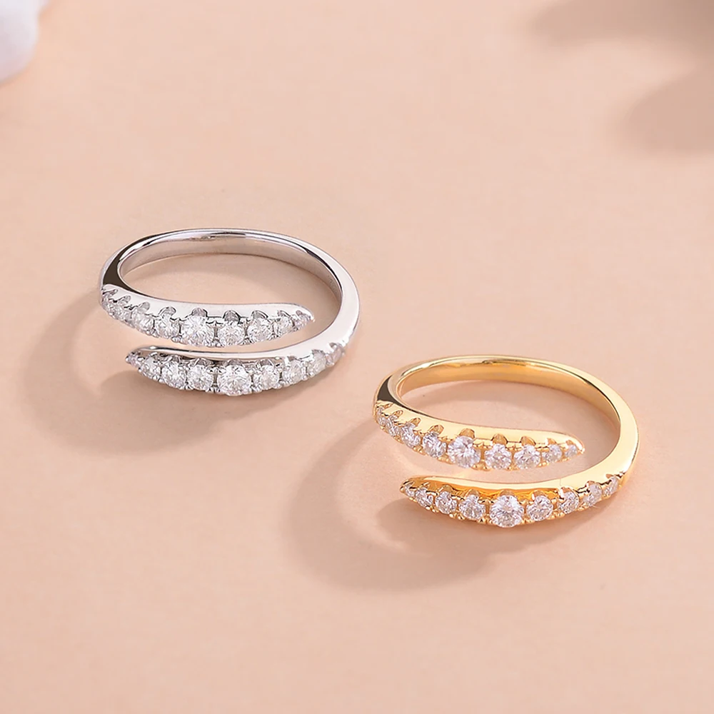 GazingJewelry0.45CT Karaat True D Kleur Volledige Moissanite Dubbele Open Trouwring Voor Vrouwen Met GRA Certificaat S925 Sterling Sil