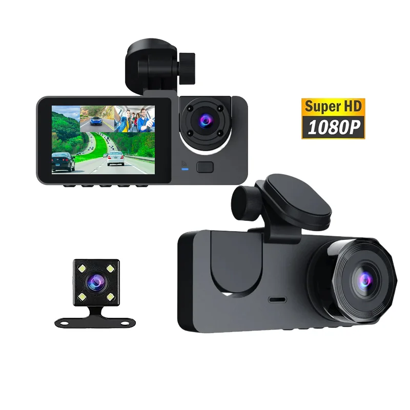 Kamera Dasbor 3 Saluran Baru 3 Kamera Kamera Dasbor Mobil Depan dan Belakang Kamera Dasbor Dvr Mobil Dalam 3 Lensa Kamera Dasbor Mobil