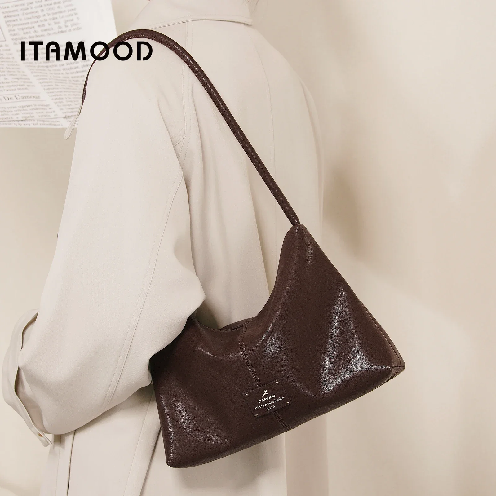 

Сумка в форме полумесяца ITAMOOD, осенне-зимняя новая винтажная кожаная оригинальная женская сумка растительного дубления, роскошная оригинальная сумка на плечо