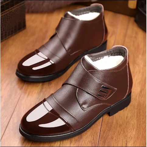 Men's Cotton Shoes 2025 Winter Men's Shoes Middle aged and Elderly Business Plus Velvet Thickened High Lift Cotton Boots