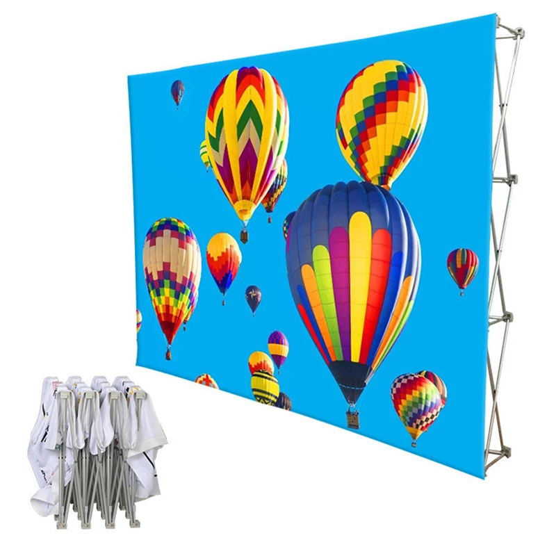 Portable Fabric Tension Pop Up Backdrop Display Foldable Advertising Wall Banner Display Stand For Trade Show Exhibition