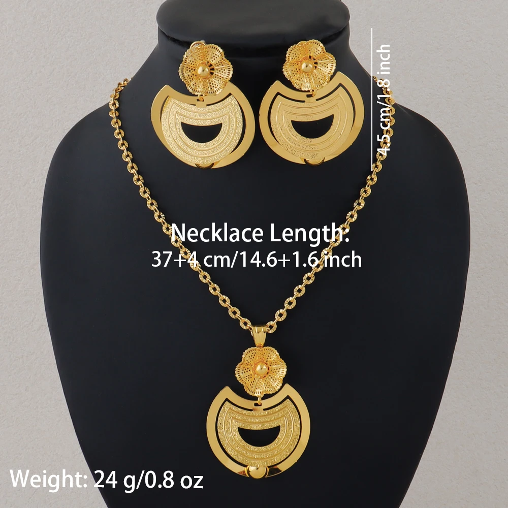 Dubai 24K vergoldetes Schmuckset Afrikanische Damen Bankett Hochzeitsset Hochzeitsschmuck Geschenk Vergoldete Blume – Detail 7