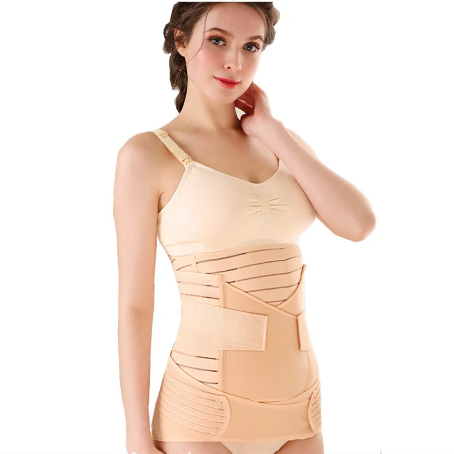 3in1 Zwangerschaps-Shapewear-Set: Roze En Zwarte Elastische Taille-Cincher, Buikriem En Ademende Buikband Voor Alle Seizoenen