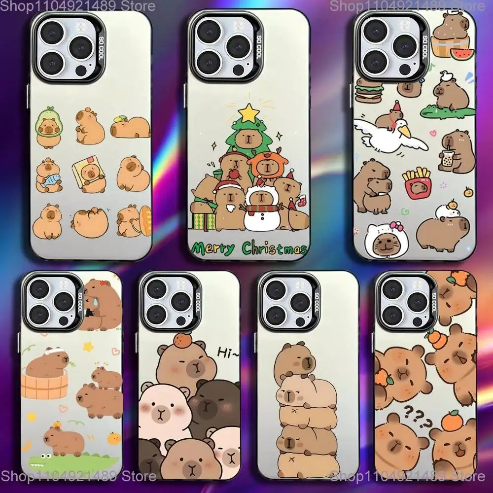 

Funny Cartoon cute capybara Phone Case For iPhone 16,15,14,13,12,11,Pro,Max,Plus,Mini,XS,SE Anti Fall Black Matte Hard Bumper