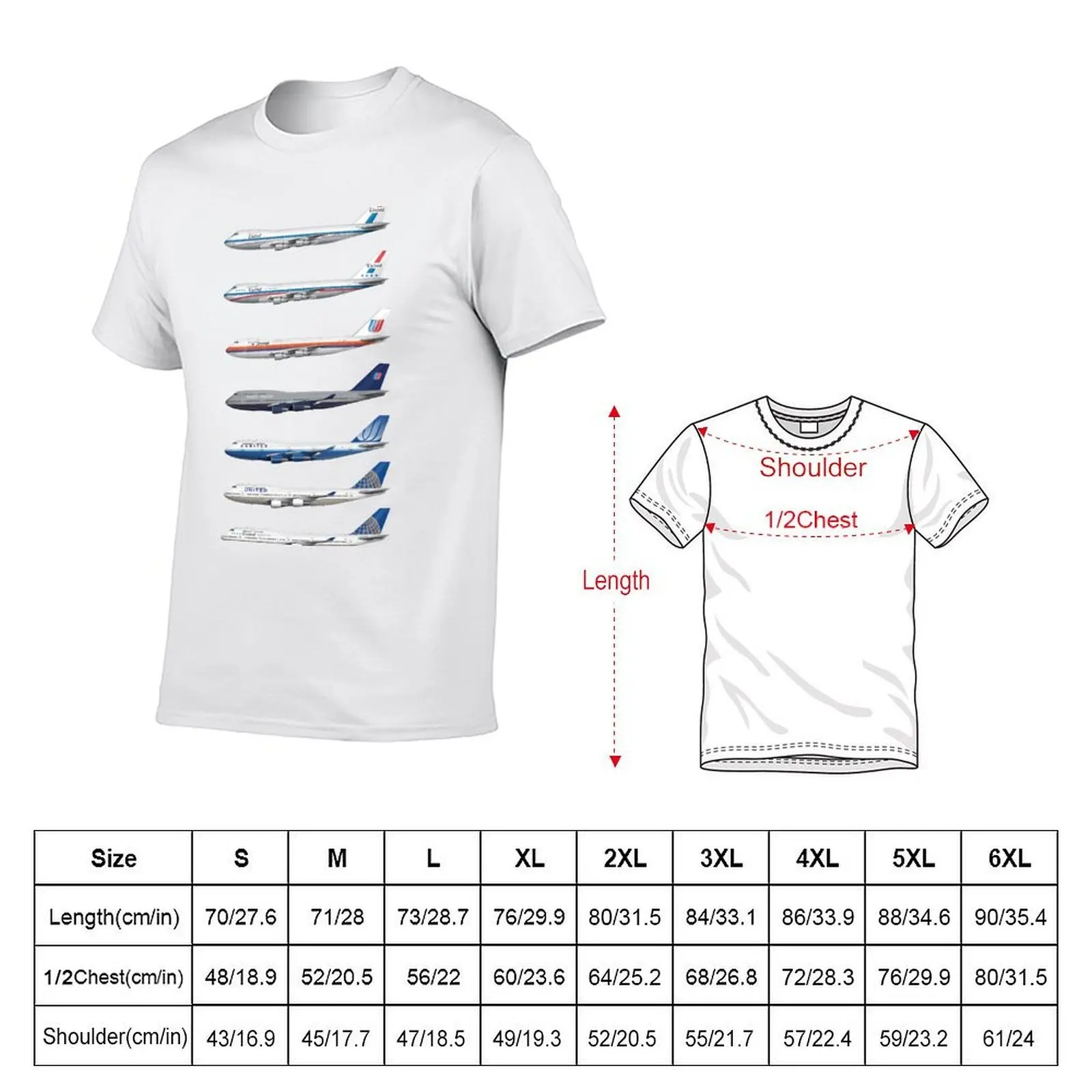 United Airlines Full Complement of 747 Liveries Tee Shirt Version T-Shirt