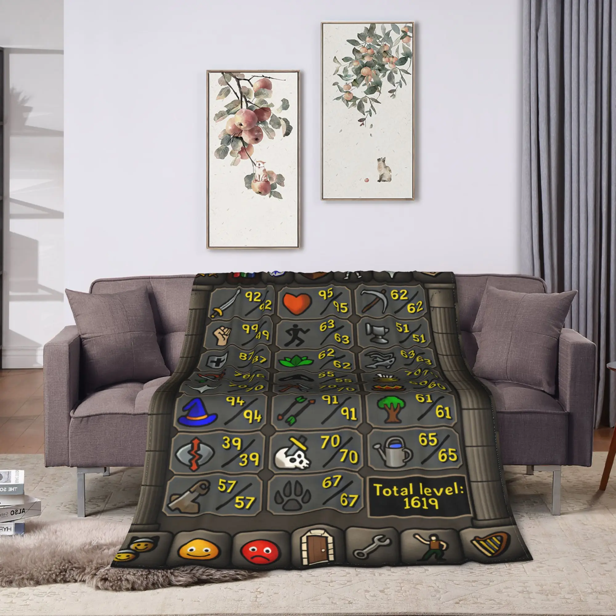 Old School Runescape OSRS Maxed 99 All Skills Blanket Soft Cozy  Throw Blanket Winter Adults Child Chair Travel Bedspread