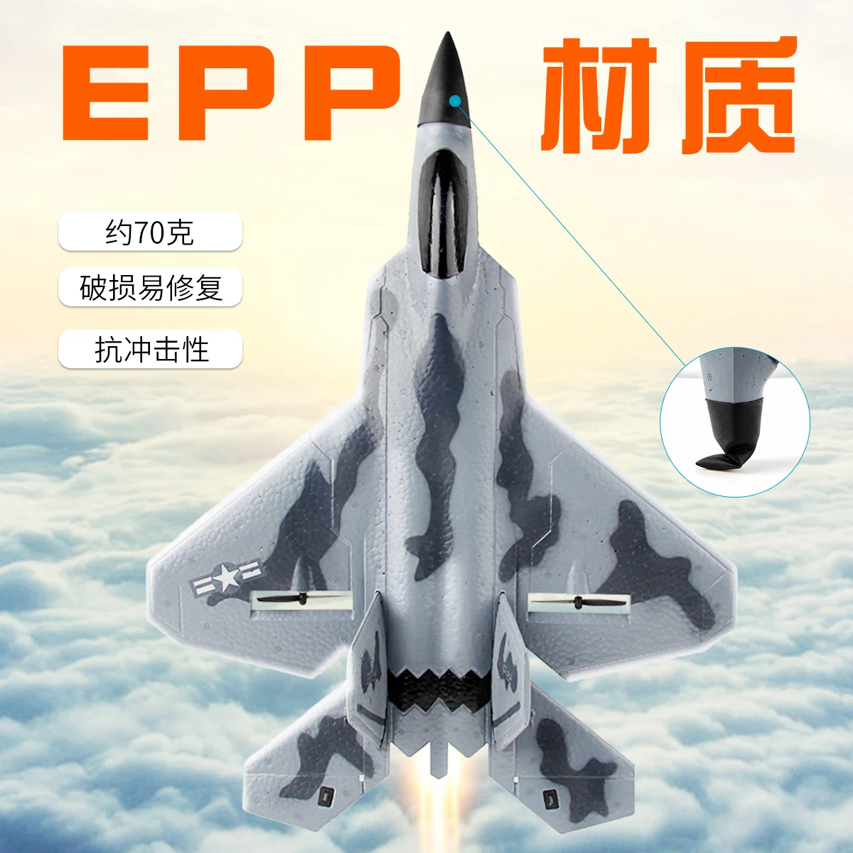 

F22 RC Airplane 2.4GHz Remote Control Aircraft EPP Foam Fighter Jet Toy with 2 Batteries for Adults Kids