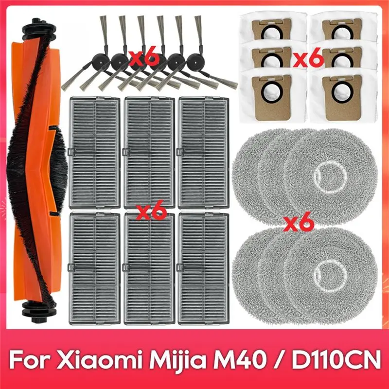 

AEA9-For Xiaomi Mijia Omni M40 / D110CN Replacement Parts Main Side Brush Hepa Filter Mop Cloth Dust Bags Accessories