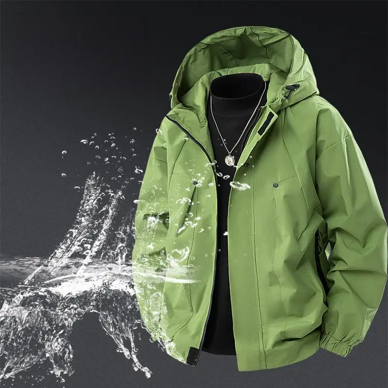 

Men's Waterproof Windbreaker Jacket Spring Autumn Breathable with Hood Outdoor Windproof Jacket Camping Cycling Travel Coat