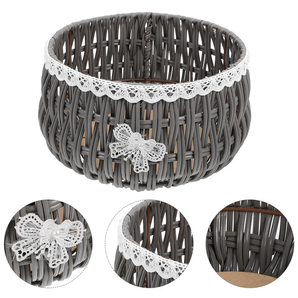 

Charming Handwoven Rattan Flower Basket Round Woven Planter for Indoor Outdoor Plants Decorative Storage Basket Seagrass Style