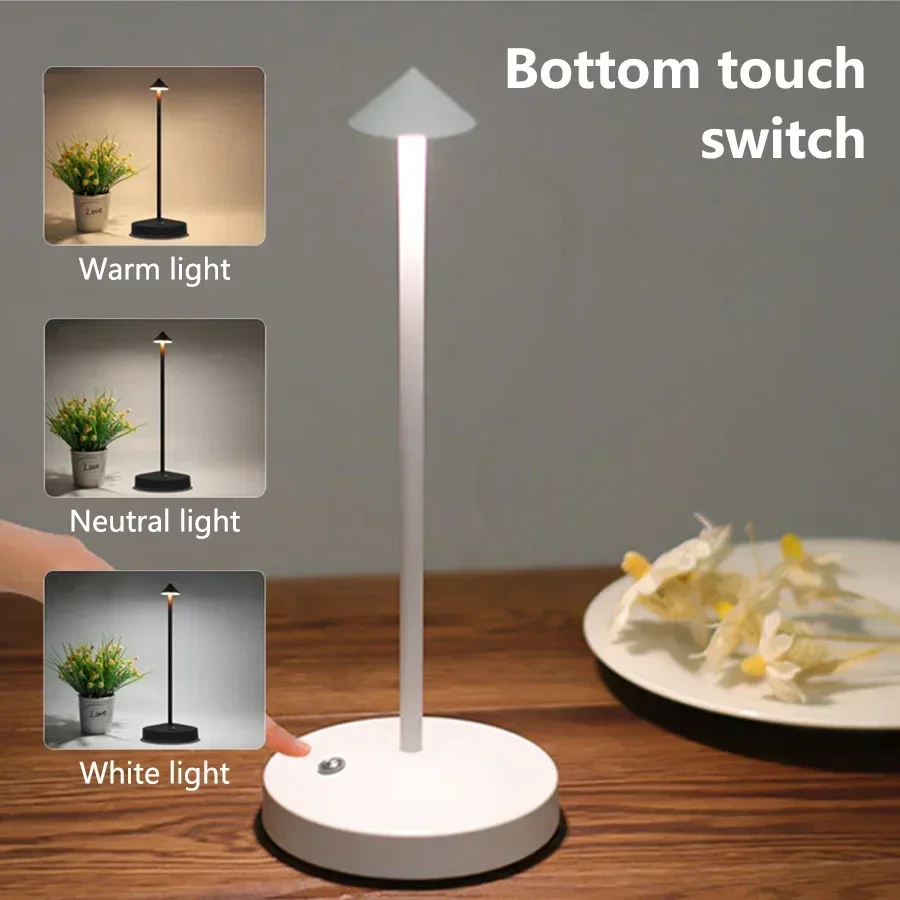 LED Table Lamp Rechargeable Touch Sensor Cordless Desk Lamp 3 Colors Bedside Creative Ambient Light Bar Room Decor Night Light image 3