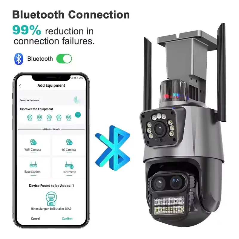 6MP  Dual  Lens ICSEE APP 8x Zoom  PTZ IP Dome Camera Full Color Night Vision AI Humanoid Detection Alarm Baby Monitor