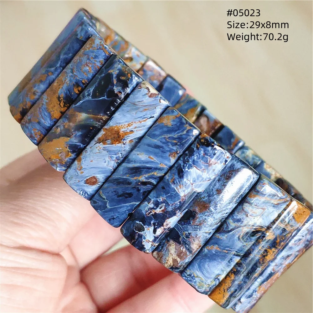 

Natural Blue Pietersite Chatoyant Bracelet Jewelry Big 29x8mm Rectangle Healing Cat Eye Namibia Women Men AAAAAA