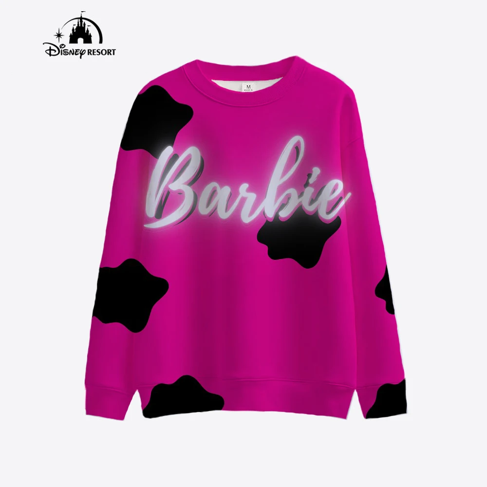 Ladies Barbie Unicorn Print Sweatshirt Spring Autumn O-Neck Sweater Korean Loose Clothes Retro Harajuku Korean