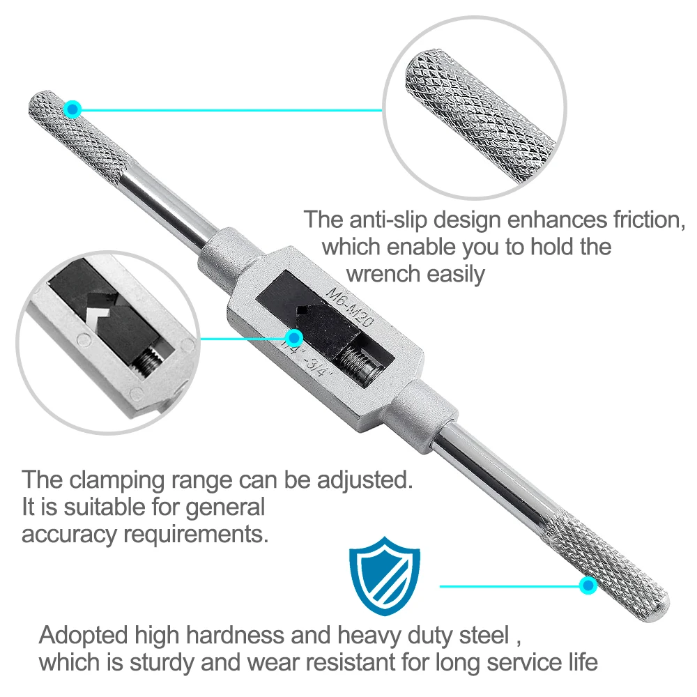 HAMPTON 1PCS Adjustable Hand Tap Wrench Holder Accessories Threading Tool for Taps and Die Set Tapping Tools M1-M8 M6-M20 M25