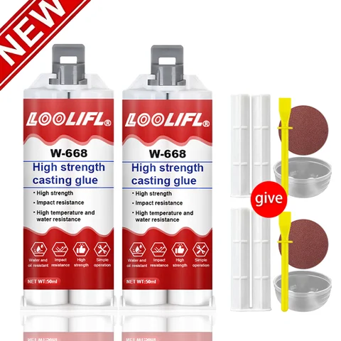 Looliflw-668 High-Strength Casting Adhesive Metal Repair Ab Glue Waterproof and High-Temperature Resistant Industrial Casting Adhesive for Metal Crack Repair, Cast Iron and Aluminum Pipe Leak Repair, Permanent Strong Bonding Sealant