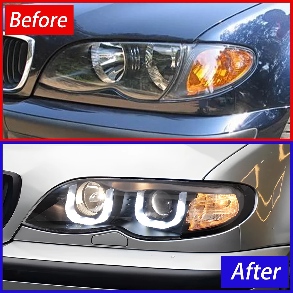 For BMW 3 Series E46 2001-2004 LED Auto Headlights Upgrade New Style Assembly Projector Lens Car Tool Accessories Plug and Play