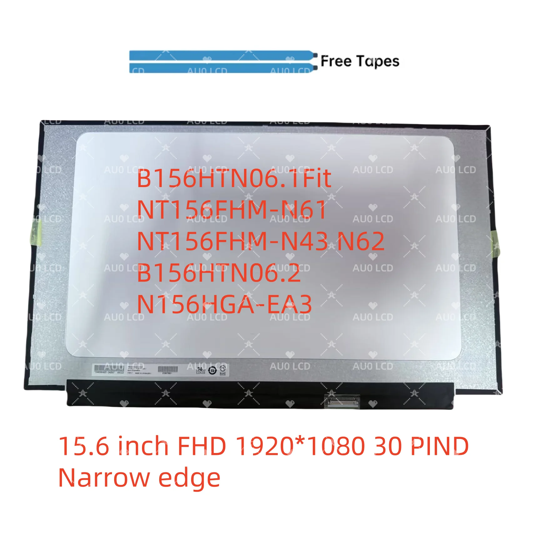 B156HTN06.1 Fit NT156FHM-N61 NT156FHM-N43 N62 N156HGA-EA3 15.6 Slim Laptop LCD Screen FHD 1920x1080 30 pins eDP