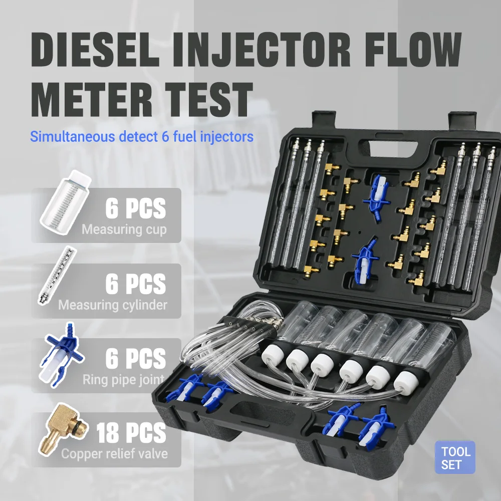 

Vehicle Diesel Injector Flow Test Kit Common Rail Connector & Return Fuel Cup Fuel System Diagnosis & Oil Pressure Measurement