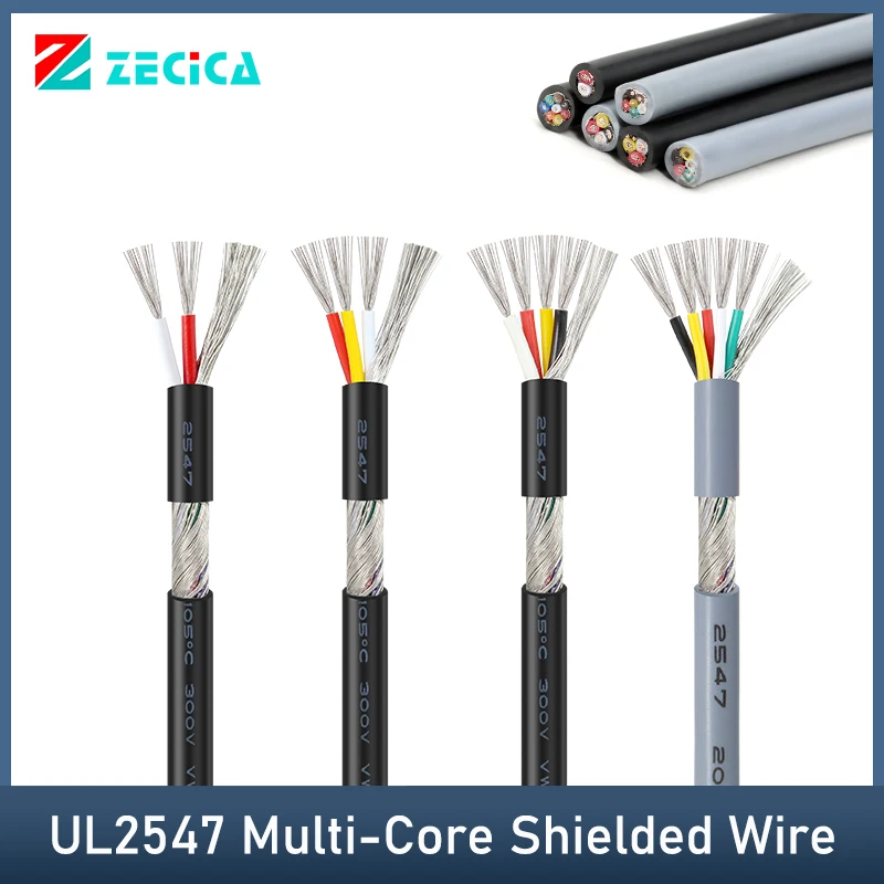 

UL2547 Multi-core Shielded Wire 30/28/26/24/22/20/18AWG 2 3 4 5Cores PVC Insulated Tinned Copper Signal Audio Speaker Cable