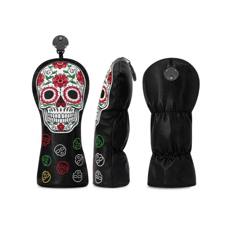 مجموعة غطاء رأس هيكل جمجمة الجولف - بولي يوريثان أسود، يناسب السائق، خشب الممر، هجين، فائدة، مضرب، حديد، إسفين - تصميم زهور.