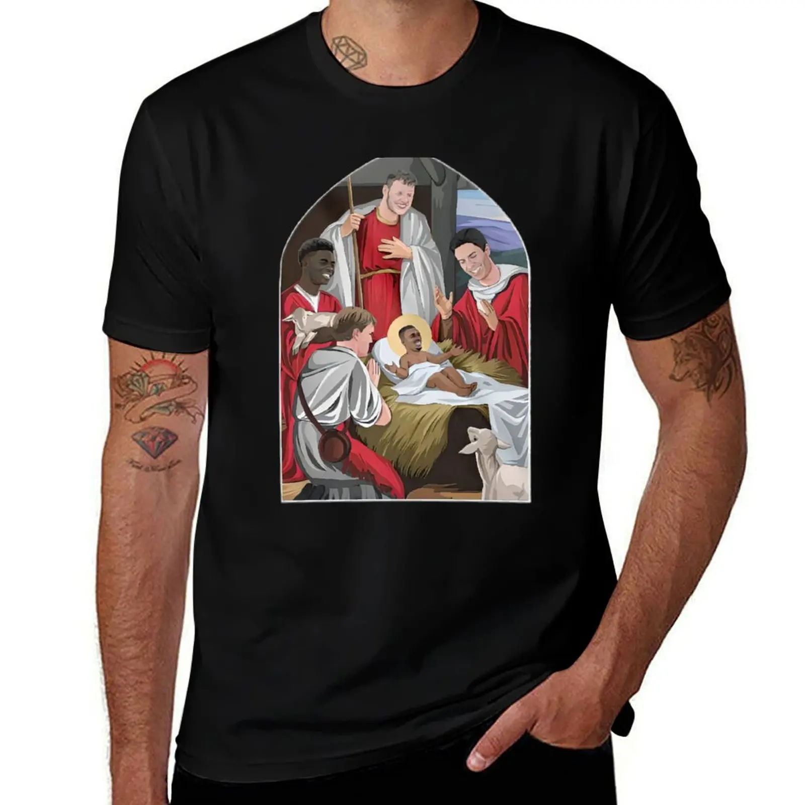 

Arsenal Nativity Christmas Jumper T-Shirt man t shirts for men casual men t shirt cotton 100%
