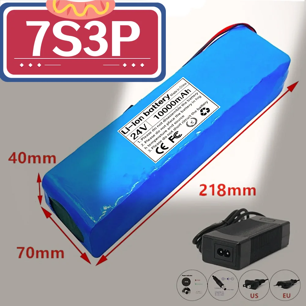 

18650 Rechargeable Lithium Battery Pack 7S3P 24V 10Ah with BMS Suitable for 24V ~ 29.4V motors,or with 2A Charger