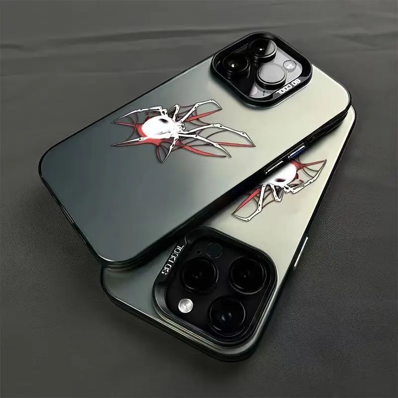 Coque de téléphone Black Spider Cartoon DstressVerde, coque laser 256, coque pour iPhone 16 15 14 13 12 11 Pro Max Poly XS MAX 7 8 PLUS MINI Y2K