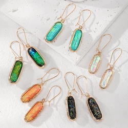 Bling Resin Sequin Shell Fragment Drop Earring Women Trendy Retro Colorful Oval Strips Geometric Pendant Earring Wedding Jewelry