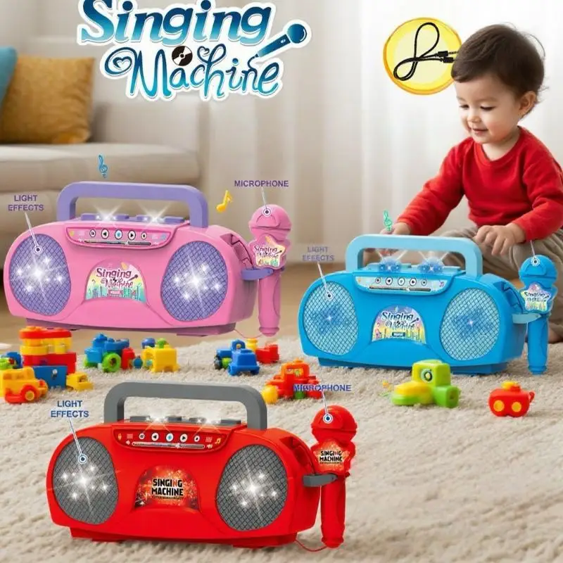 1Pcs Radio Musik Lautsprecher Karaoke Tragbare Singen Maschine Mit Mikrofon kinder Spielzeug Musical Instrument Mädchen Jungen Geschenke