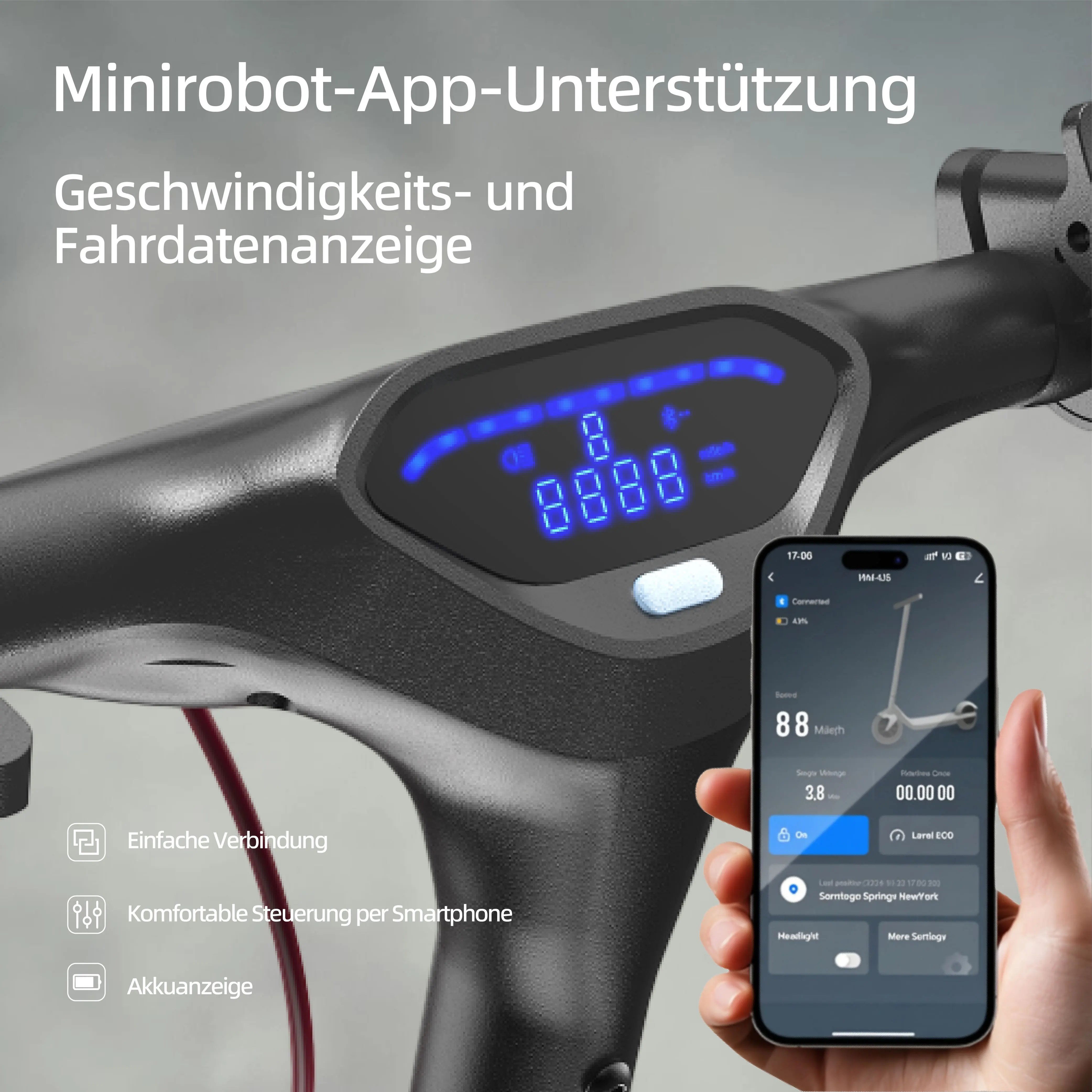 E9TMAX 10-Zoll Elektroroller 500W 36V10Ah 35-40km Reichweite Wabenreifen Hinterradfederung City-Pendler-E-Scooter (ABE) mit App – Detail 6
