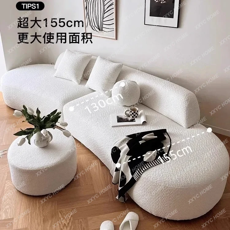 TTTTCurved Fabric Sofa New Sitting Area Reception Special-shaped Small Apartment Living Room French Anti-cat Scratch