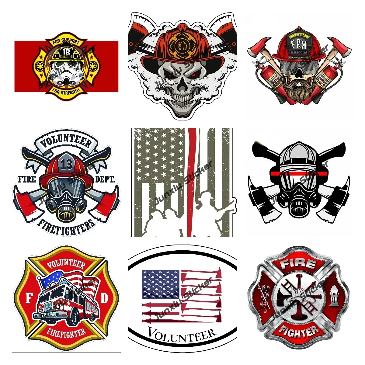 

Firefighter Stickers Traditional Fire Department Firefighter Maltese Cross Reflective-silver Decals Fire with Axe Waterproof PVC
