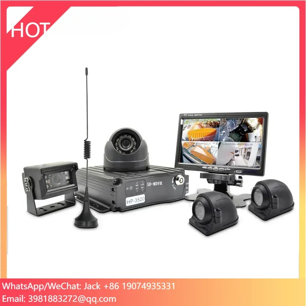 

Беспроводная 4-канальная 4G GPS система безопасности с жестким диском, 7-дюймовый 4-камерный автомобильный видеорегистратор (черный ящик)