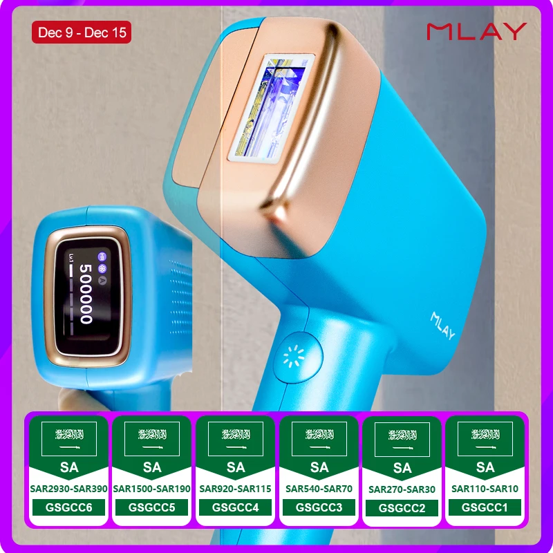 MLAY Laser Hair Removal 5 Levels Laser Epilator Body Bikini IPL 500,000 Flash Depilator Painless Electric Epilator Machine