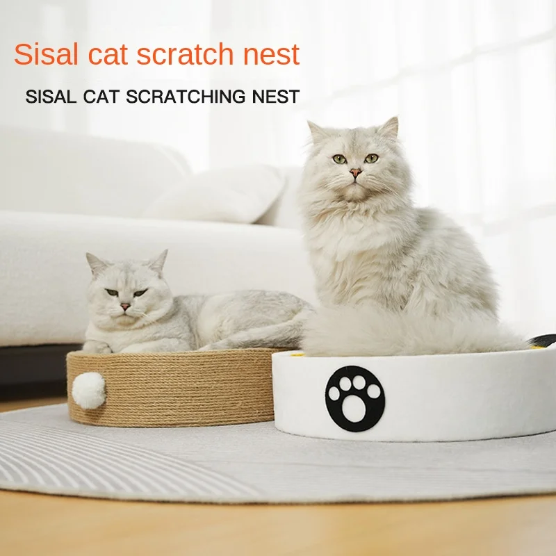 

2 in 1 Round Cat Scratcher Pad Sisal Weave Cats Scratching Board Cat Grinding Claws Cats Training Toys Furniture House Supplies