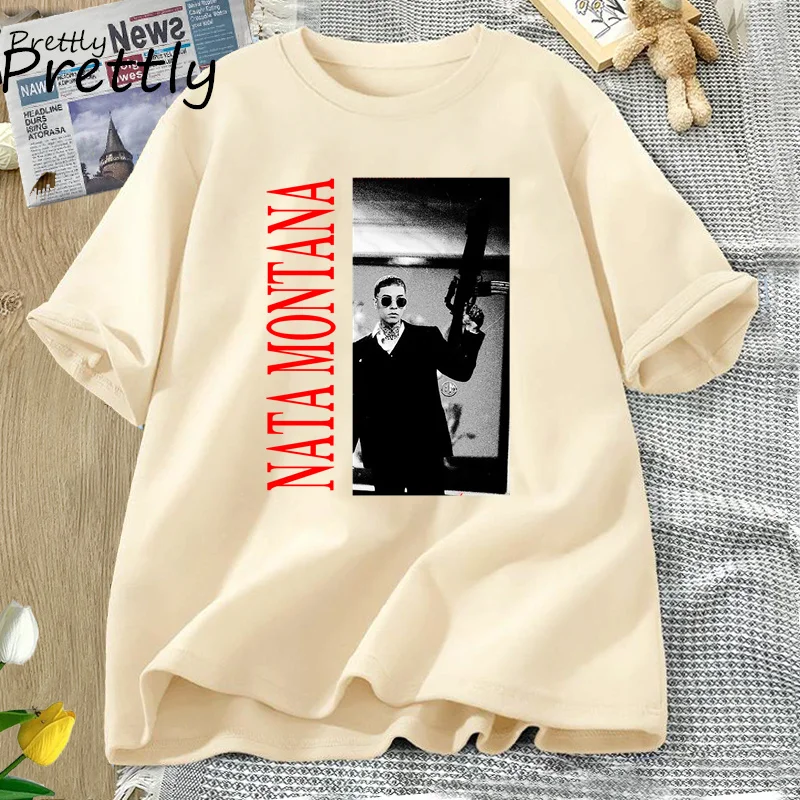 Natanael Cano Nata Montana T Shirt Vintage Print Short Sleeve Tee Women Men Crewneck Rap Hip Hop T-shirt Fashion Streetwear