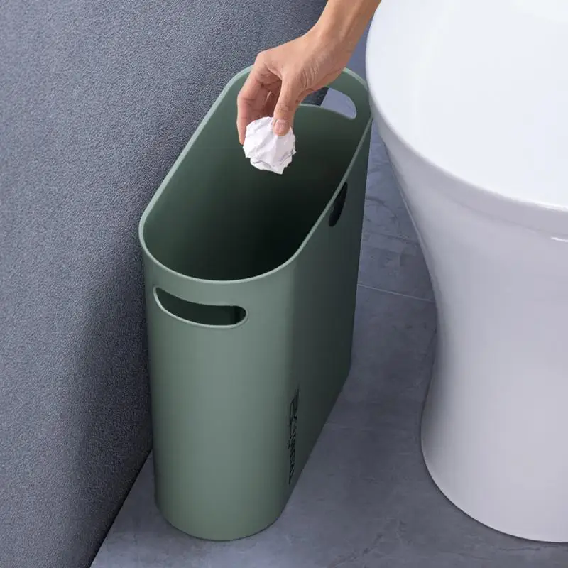 

Long Narrow Uncovered Kitchen Bathroom Trash Can Home Use Plastic Storage Bucket Large Capacity 10L No Lid Trash Basket
