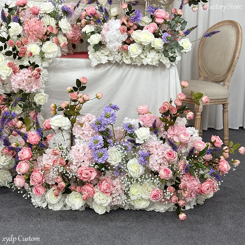Rosa-Lila-Serie Künstliche Rosenblumen Party-Wegeleiste Blumenreihe Hochzeits-Hintergrund-Dekoration Tisch-Mittelstücke Blumenball – Detail 6
