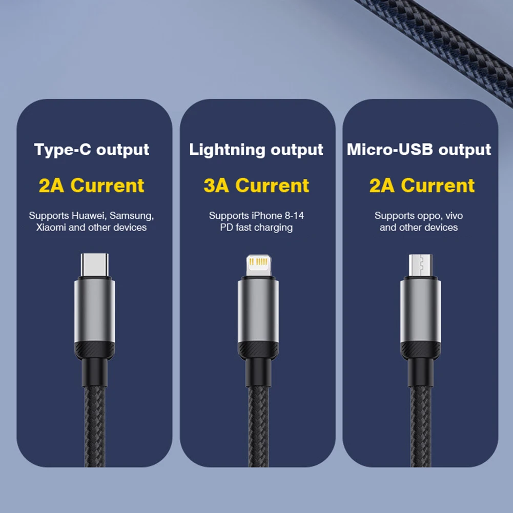 Byscoon 3 في 1 كابل USB مايكرو USB نوع C كابل 120 واط شحن سريع سلك العرض الرقمي آيفون 15 14 سامسونج S23 شاومي ممن لهم #3