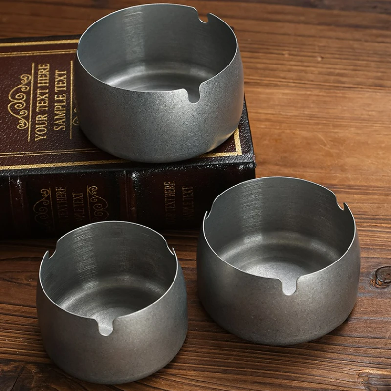 

Vintage Stainless Steel Ashtray Creative Thickened Simple Anti-fall Personality Ashtray Hotel Household Bar Restaurant Ashtray